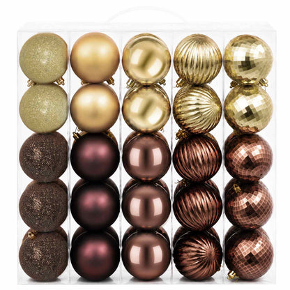 Christmas Ball Set 50 pcs Brown and Gold 8 cm Polystyrene