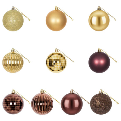Christmas Ball Set 50 pcs Brown and Gold 8 cm Polystyrene