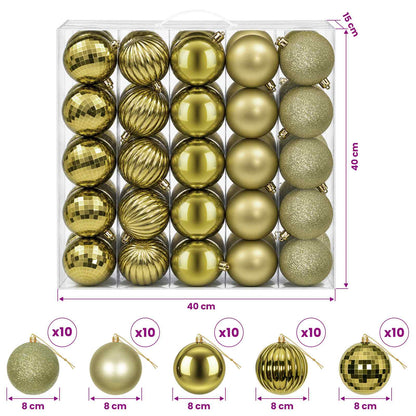 Christmas Ball Set 50 pcs Light Green 8 cm Polystyrene