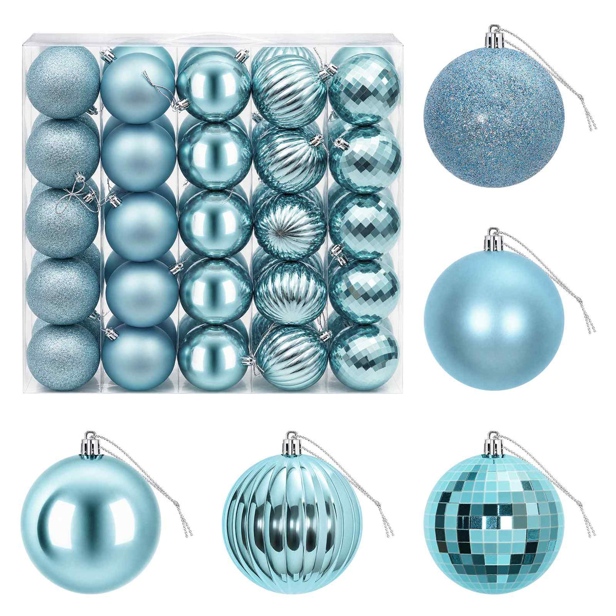 Christmas Ball Set 50 pcs Turquoise 8 cm Polystyrene