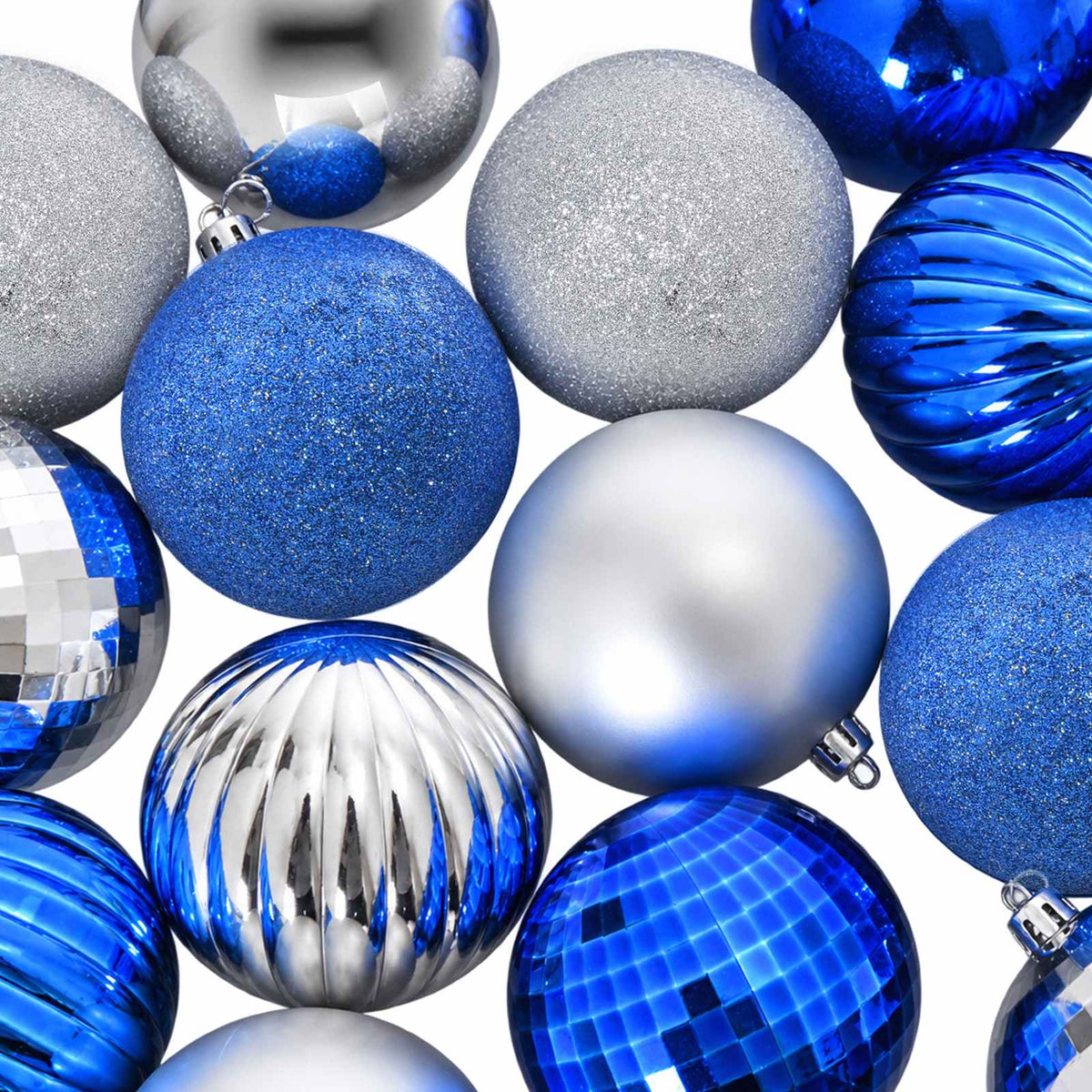 Christmas Ball Set 50 pcs Blue and Silver 8 cm Polystyrene