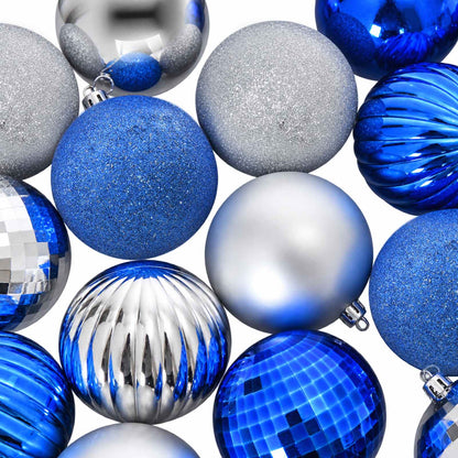 Christmas Ball Set 50 pcs Blue and Silver 8 cm Polystyrene