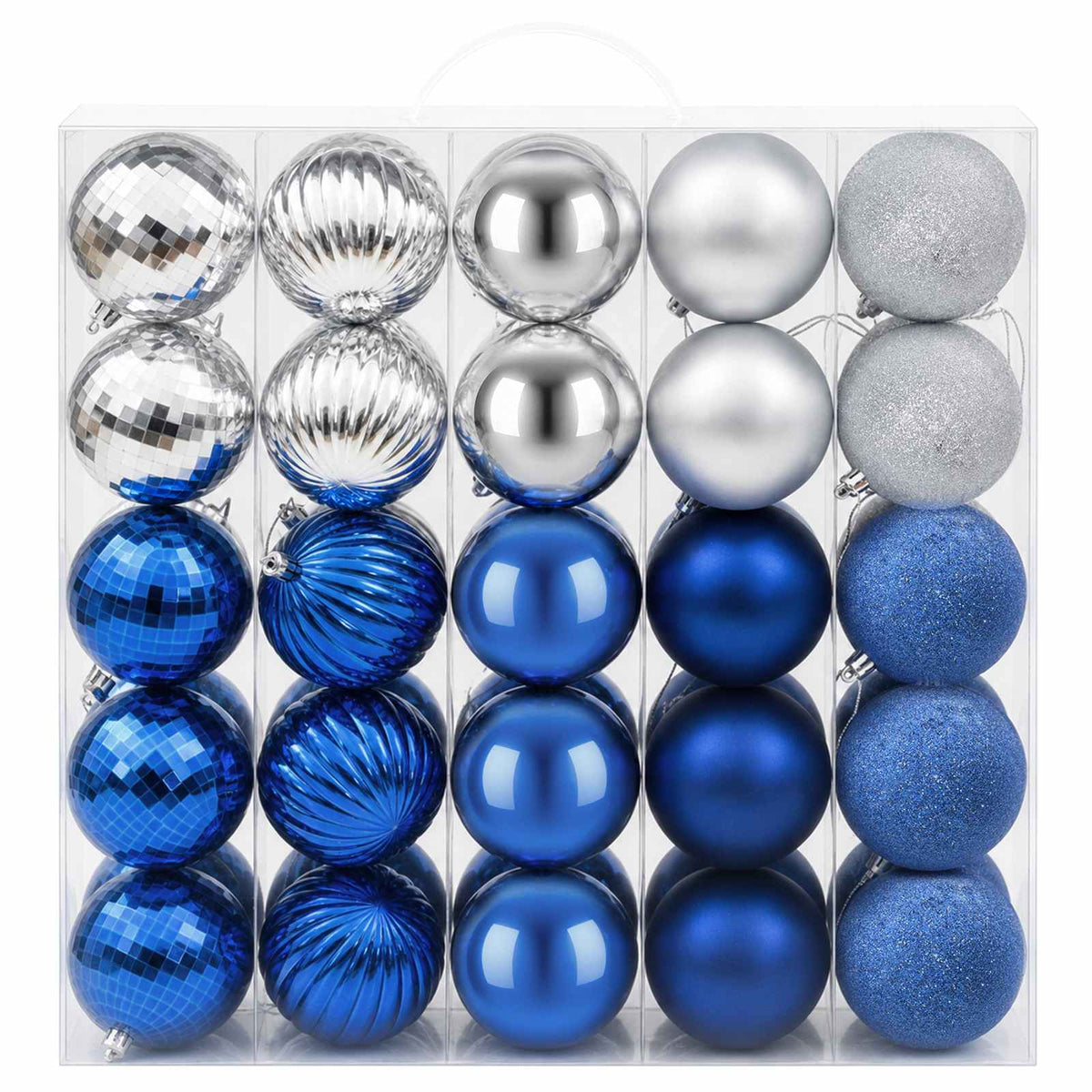 Christmas Ball Set 50 pcs Blue and Silver 8 cm Polystyrene