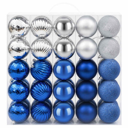 Christmas Ball Set 50 pcs Blue and Silver 8 cm Polystyrene