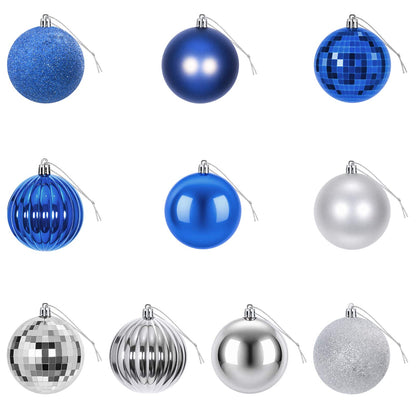 Christmas Ball Set 50 pcs Blue and Silver 8 cm Polystyrene