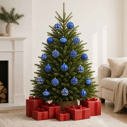 Christmas Ball Set XL 18 pcs Blue and White 8 cm Polystyrene