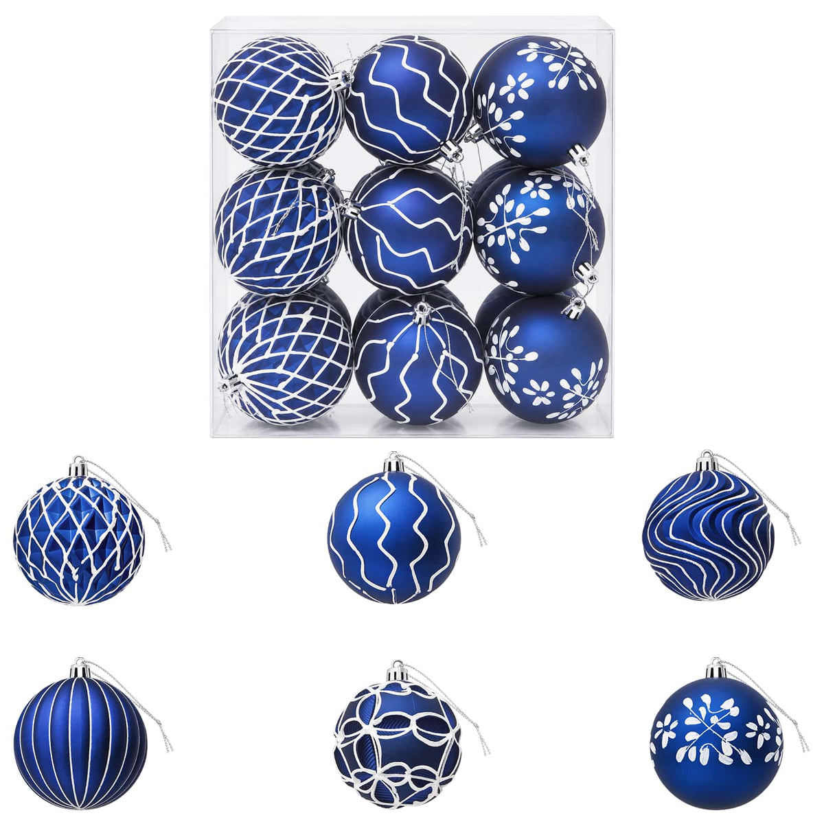 Christmas Ball Set XL 18 pcs Blue and White 8 cm Polystyrene
