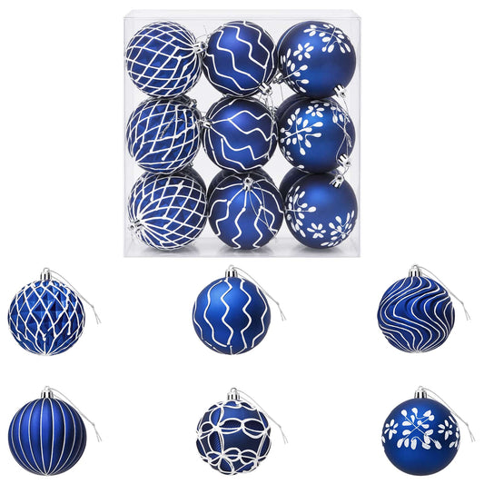 Christmas Ball Set XL 18 pcs Blue and White 8 cm Polystyrene