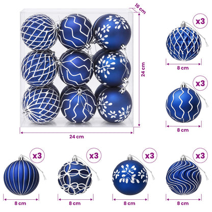 Christmas Ball Set XL 18 pcs Blue and White 8 cm Polystyrene