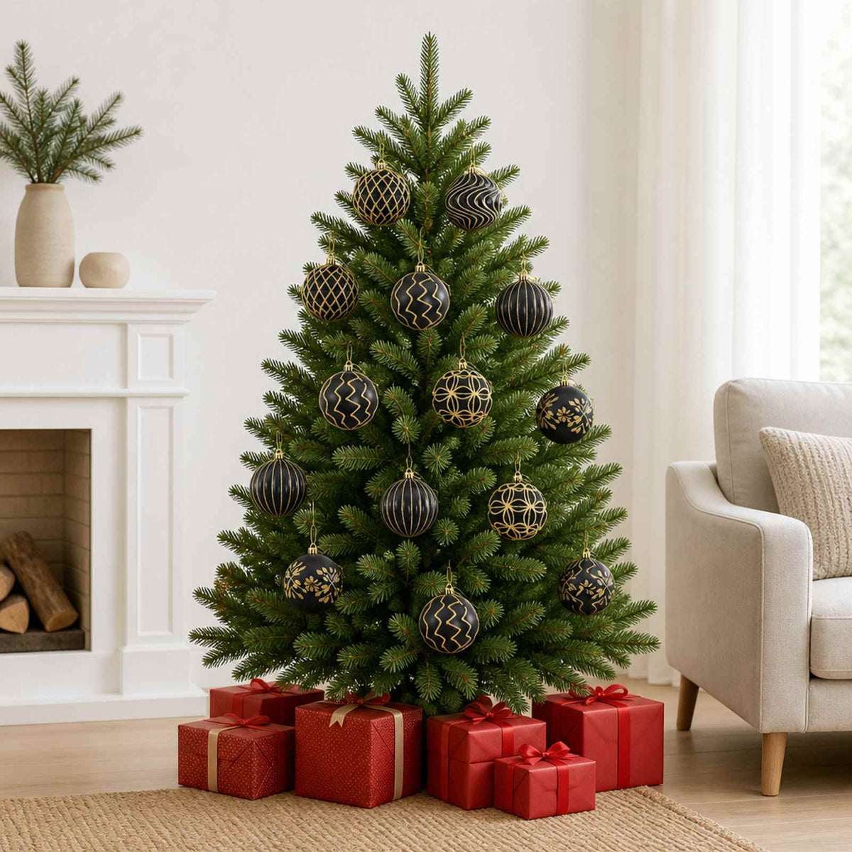 Christmas Ball Set XL 18 pcs Black and Gold 8 cm Polystyrene