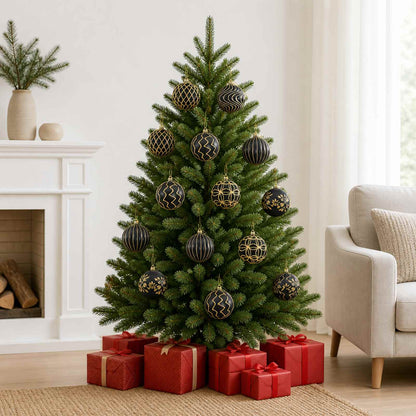 Christmas Ball Set XL 18 pcs Black and Gold 8 cm Polystyrene