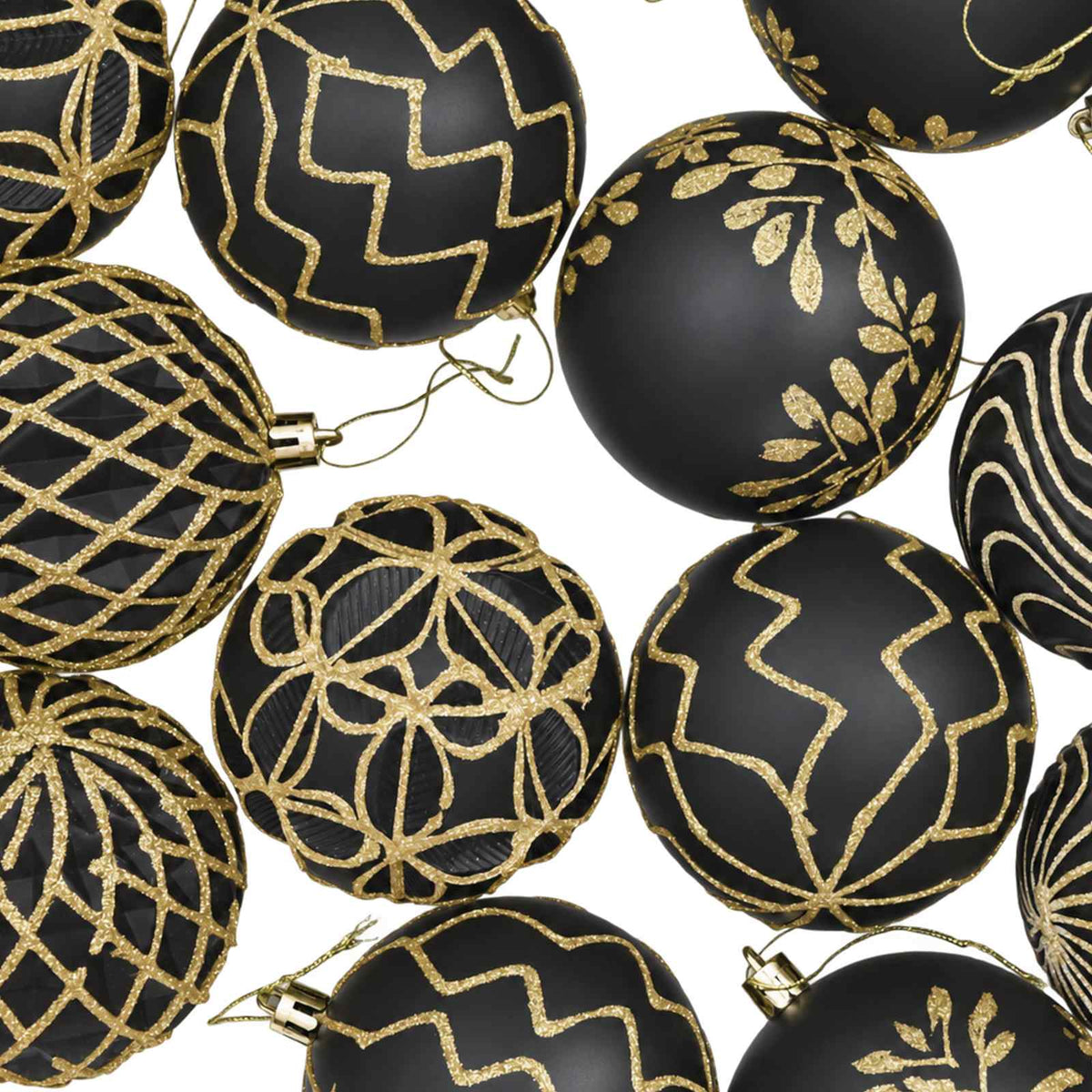 Christmas Ball Set XL 18 pcs Black and Gold 8 cm Polystyrene