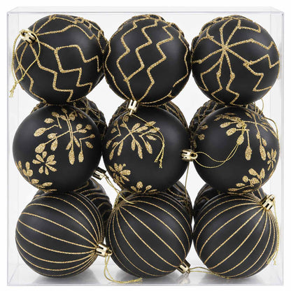 Christmas Ball Set XL 18 pcs Black and Gold 8 cm Polystyrene