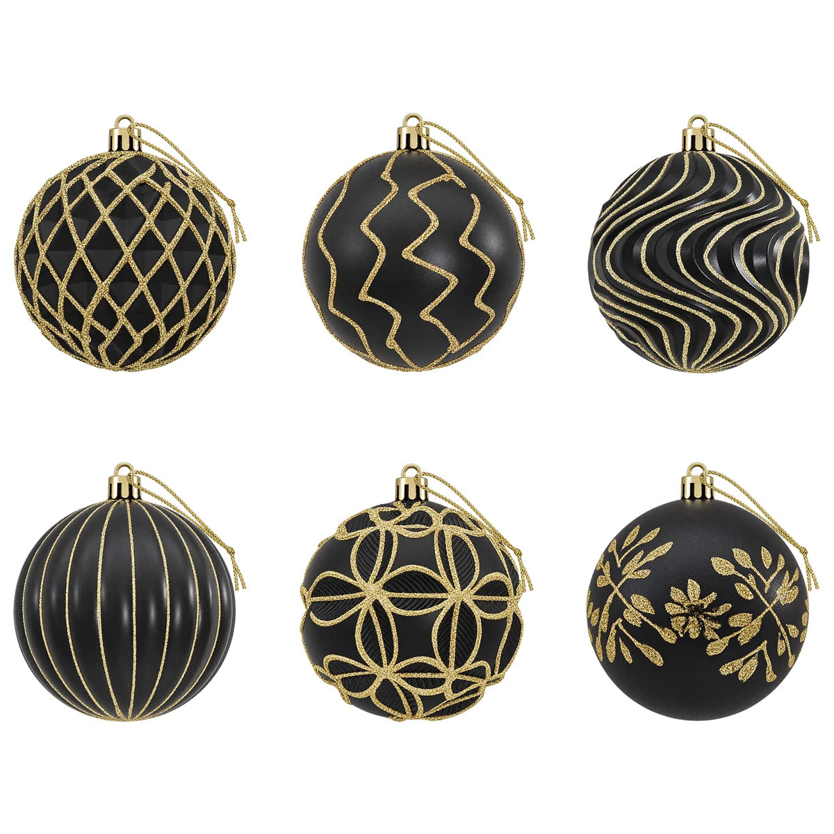 Christmas Ball Set XL 18 pcs Black and Gold 8 cm Polystyrene