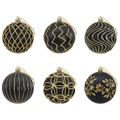 Christmas Ball Set XL 18 pcs Black and Gold 8 cm Polystyrene