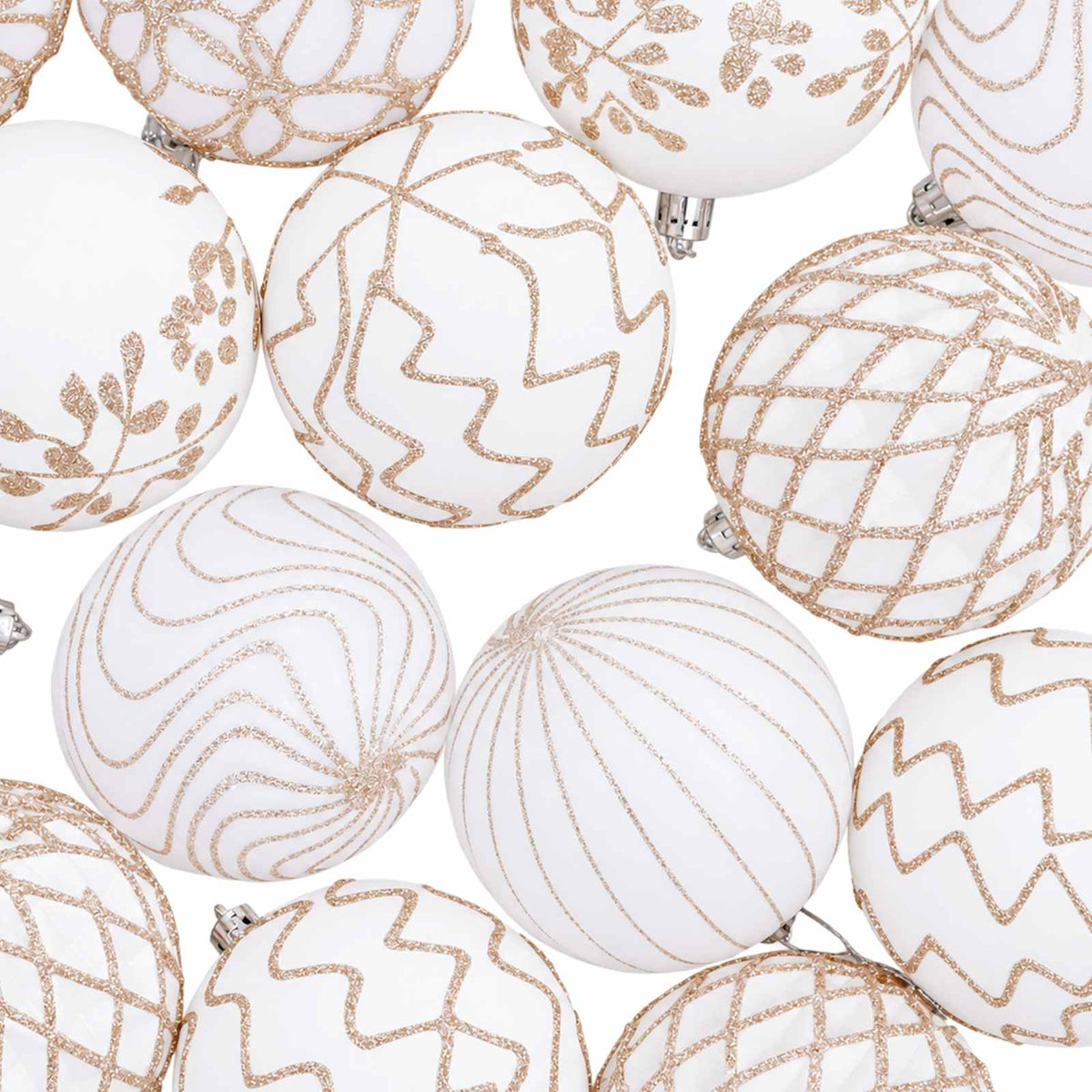 Christmas Ball Set XL 18 pcs White and Rose Gold 8 cm