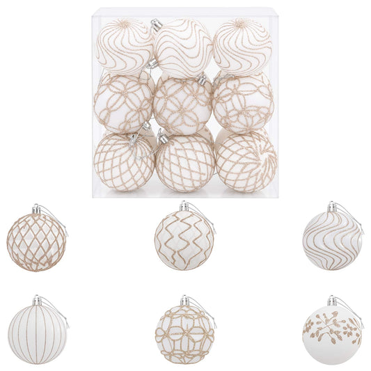 Christmas Ball Set XL 18 pcs White and Rose Gold 8 cm