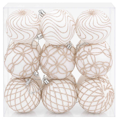 Christmas Ball Set XL 18 pcs White and Rose Gold 8 cm