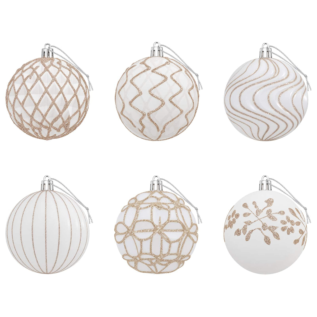 Christmas Ball Set XL 18 pcs White and Rose Gold 8 cm