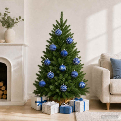 Christmas Ball Set XL 12 pcs Blue and White 10 cm Polystyrene