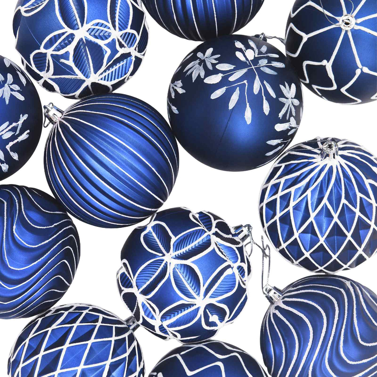 Christmas Ball Set XL 12 pcs Blue and White 10 cm Polystyrene