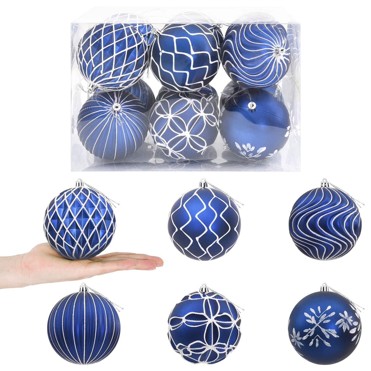Christmas Ball Set XL 12 pcs Blue and White 10 cm Polystyrene