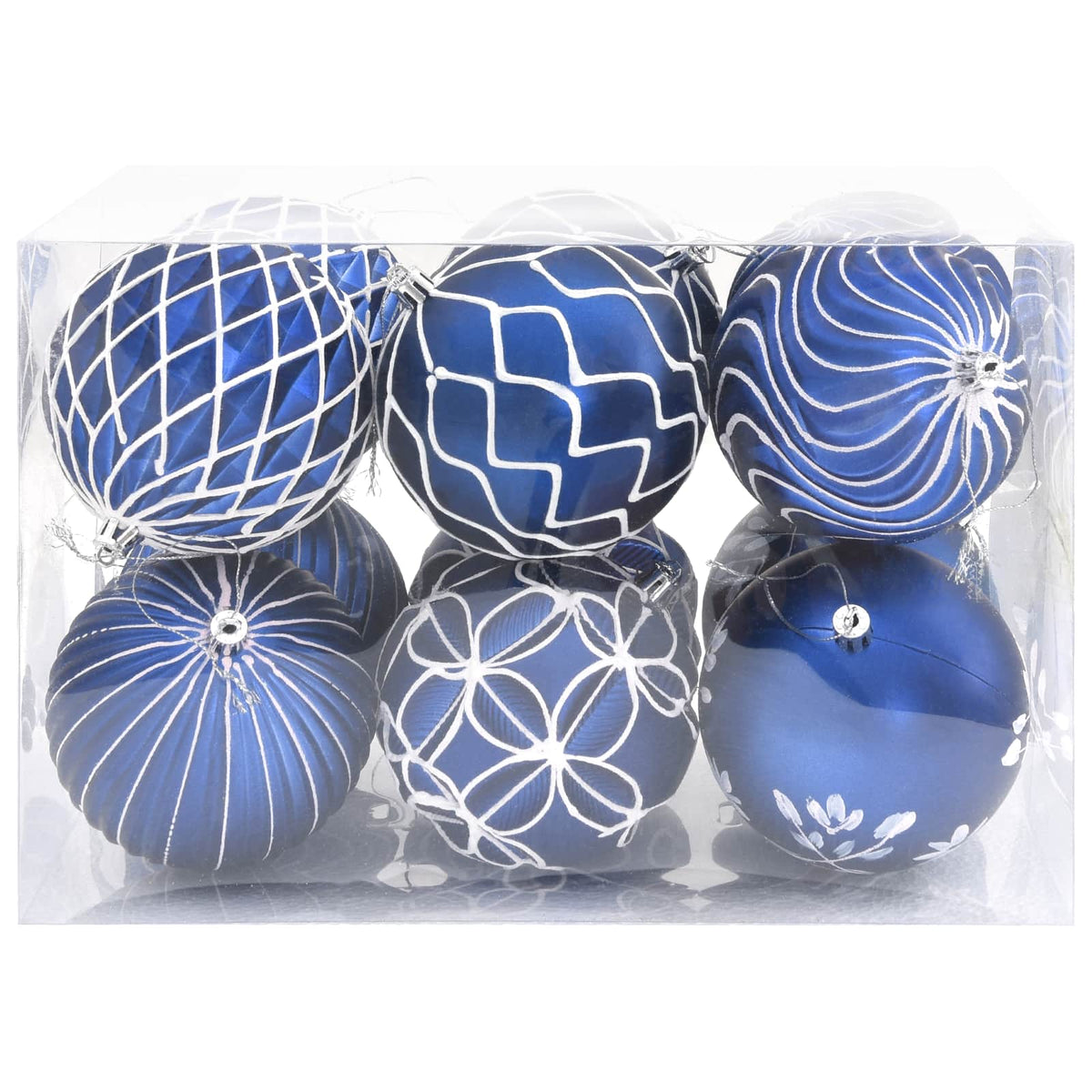 Christmas Ball Set XL 12 pcs Blue and White 10 cm Polystyrene