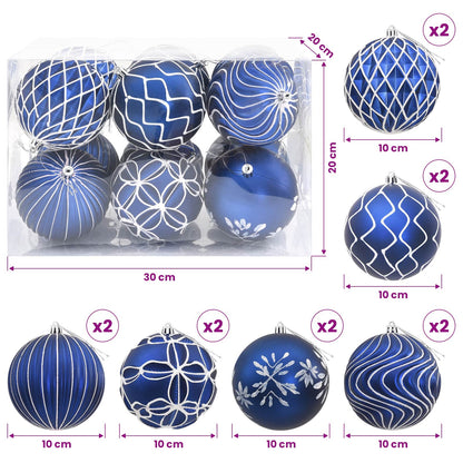 Christmas Ball Set XL 12 pcs Blue and White 10 cm Polystyrene