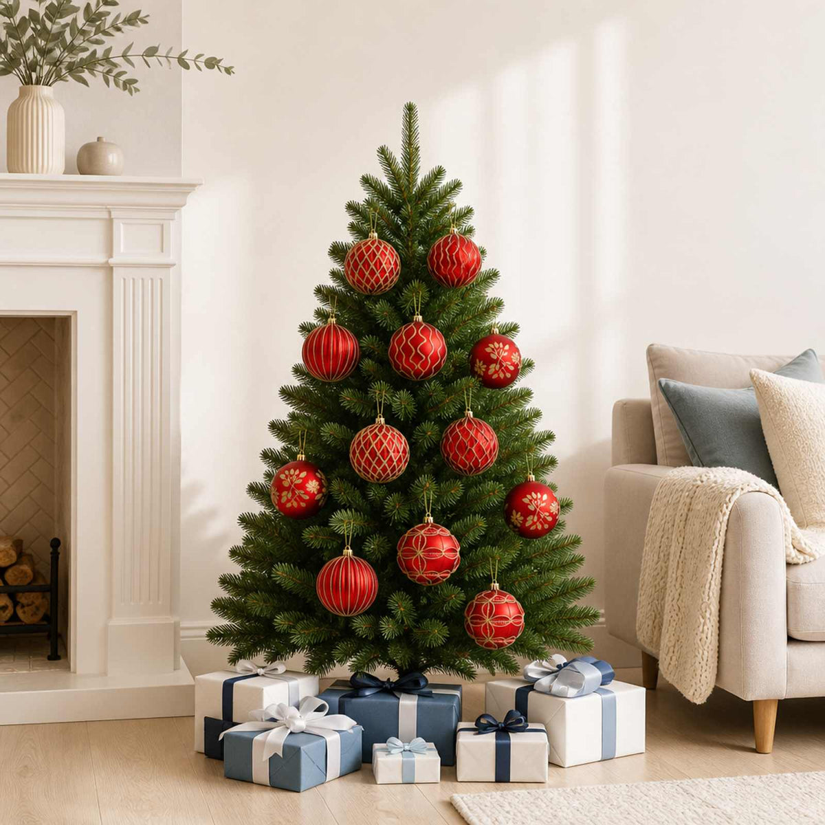 Christmas Ball Set XL 12 pcs Red and Gold 10 cm Polystyrene