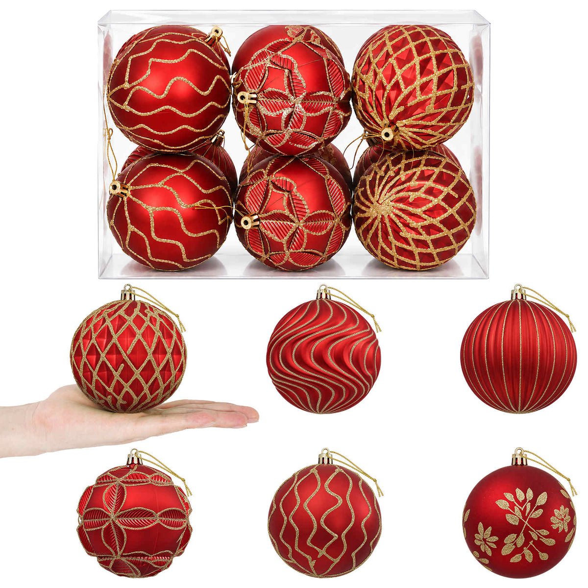 Christmas Ball Set XL 12 pcs Red and Gold 10 cm Polystyrene