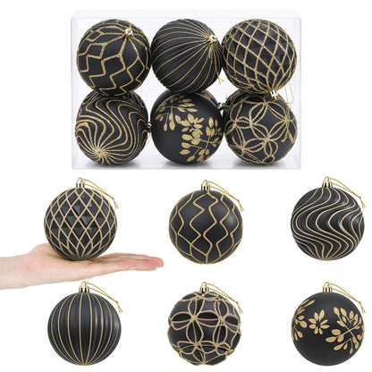 Christmas Ball Set XL 12 pcs Black and Gold 10 cm Polystyrene