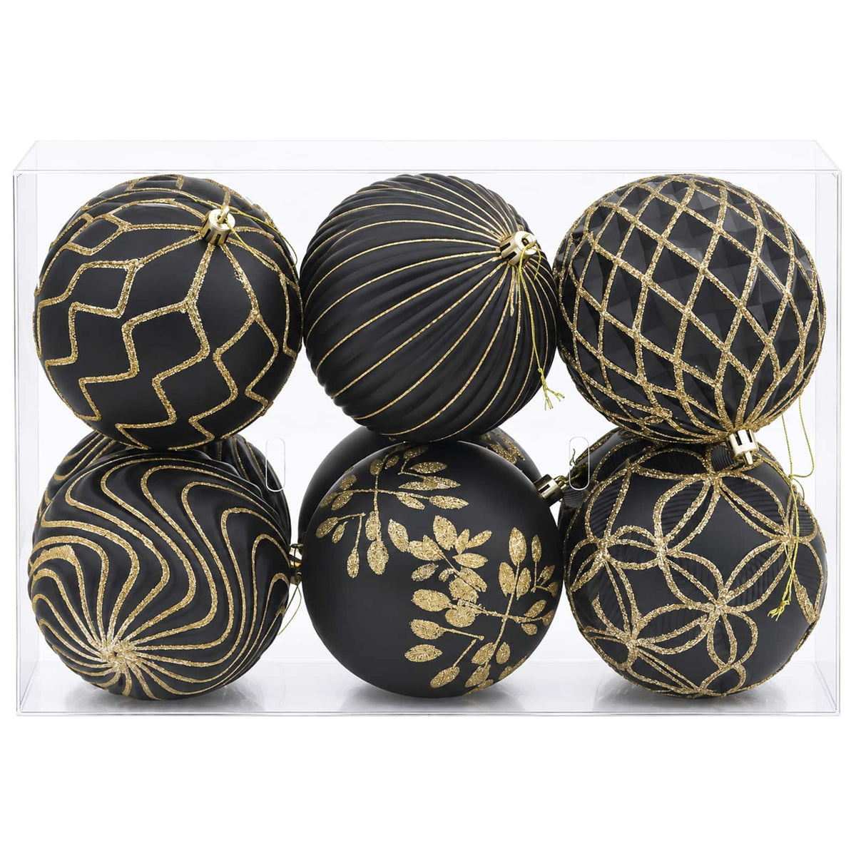 Christmas Ball Set XL 12 pcs Black and Gold 10 cm Polystyrene