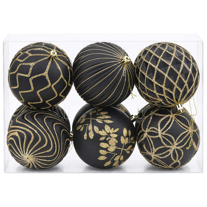 Christmas Ball Set XL 12 pcs Black and Gold 10 cm Polystyrene