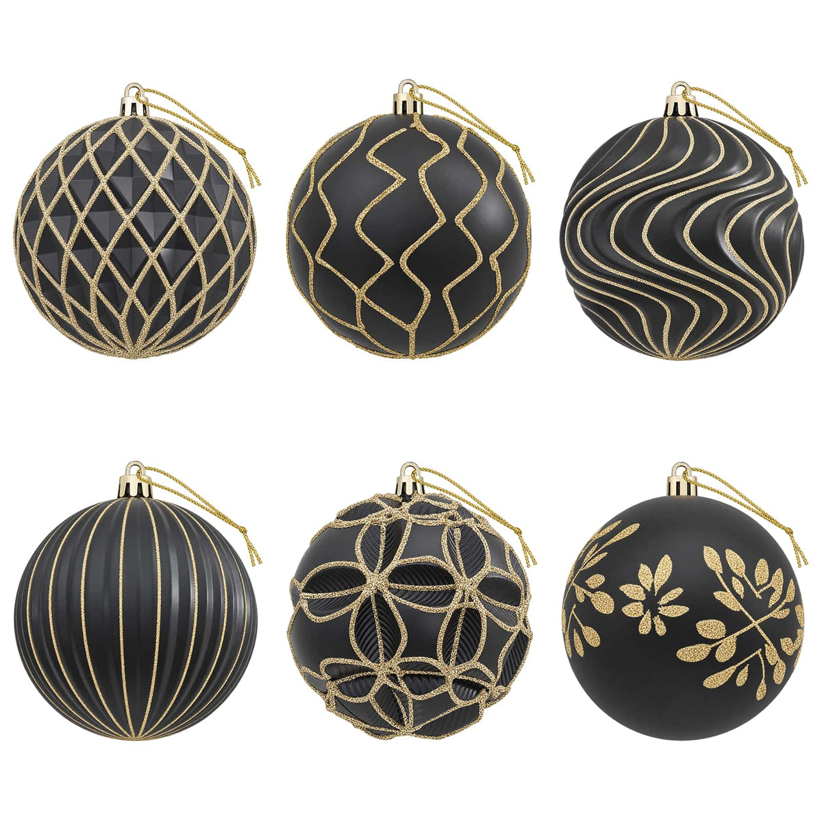 Christmas Ball Set XL 12 pcs Black and Gold 10 cm Polystyrene