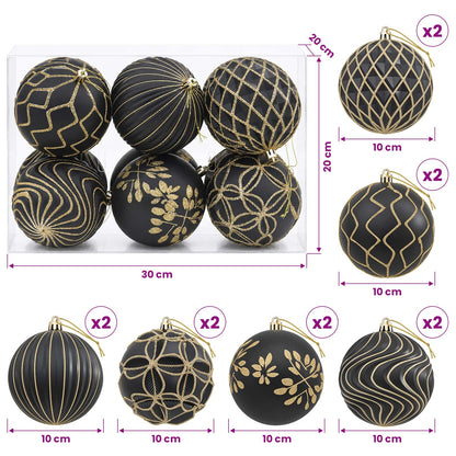 Christmas Ball Set XL 12 pcs Black and Gold 10 cm Polystyrene