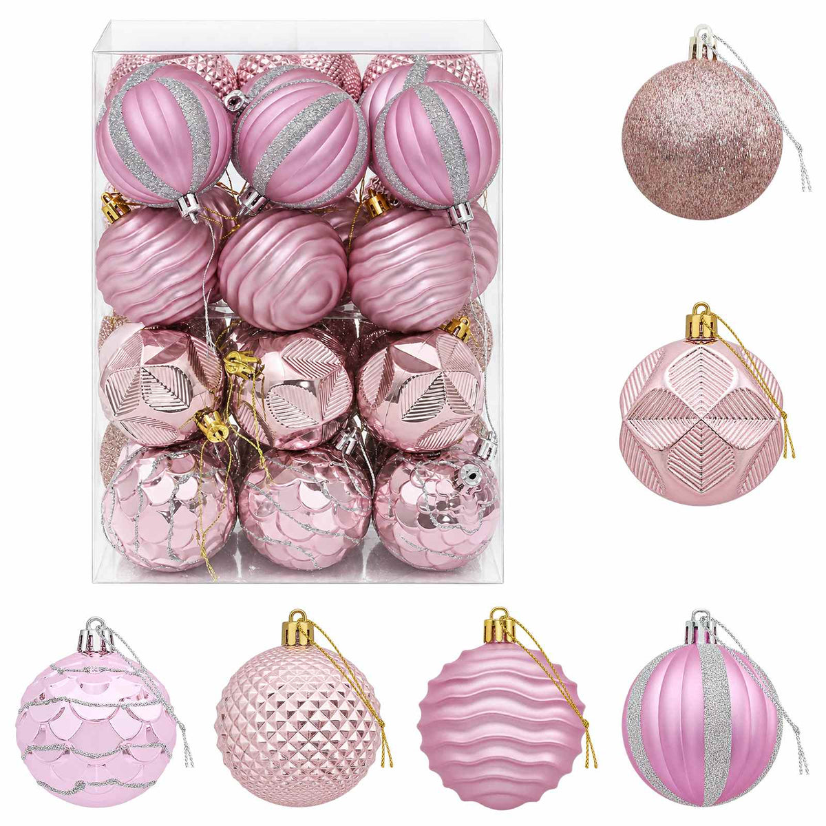 Christmas Ball Set 36 pcs Pink 6 cm Polystyrene
