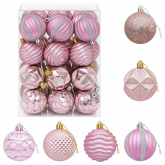 Christmas Ball Set 36 pcs Pink 6 cm Polystyrene