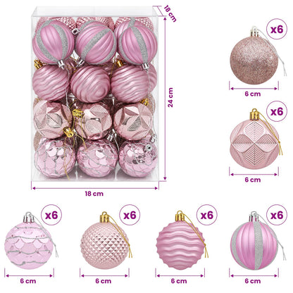 Christmas Ball Set 36 pcs Pink 6 cm Polystyrene