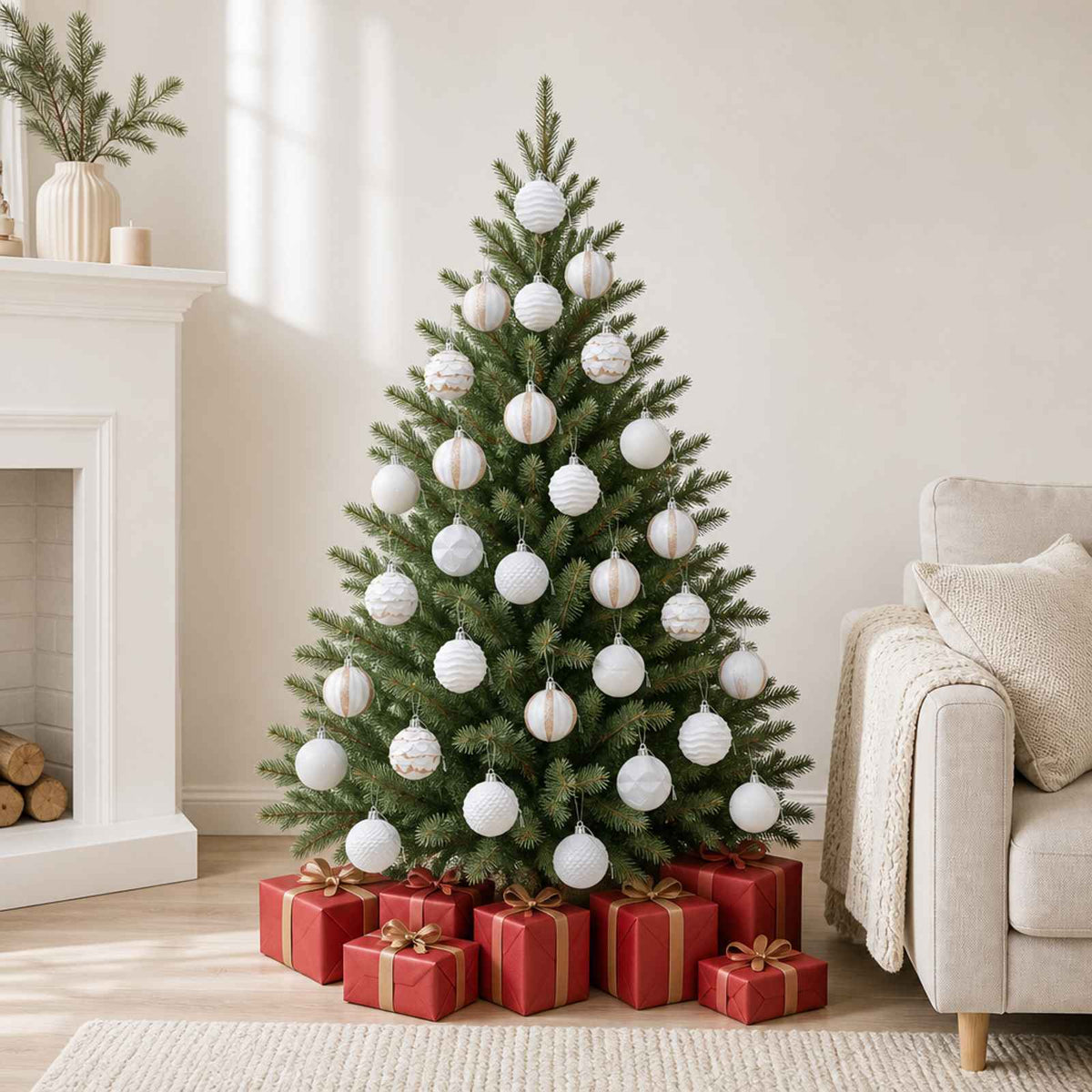 Christmas Ball Set 36 pcs White 6 cm Polystyrene