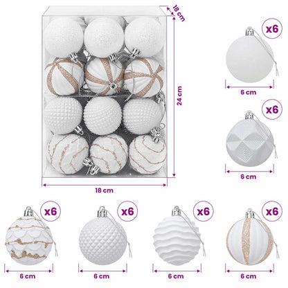 Christmas Ball Set 36 pcs White 6 cm Polystyrene