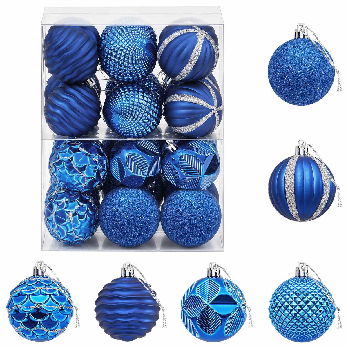 Christmas Ball Set 36 pcs Blue 6 cm Polystyrene