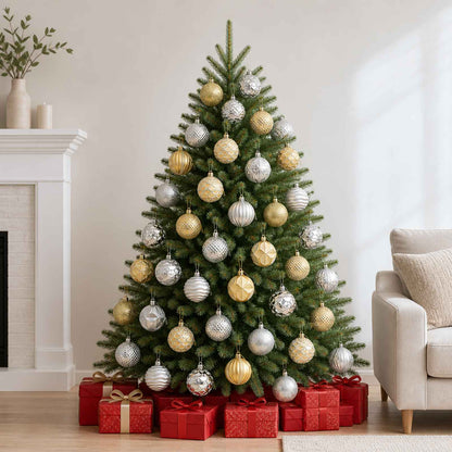 Christmas Ball Set 36 pcs Silver and Gold 6 cm Polystyrene