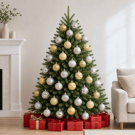 Christmas Ball Set 36 pcs Silver and Gold 6 cm Polystyrene