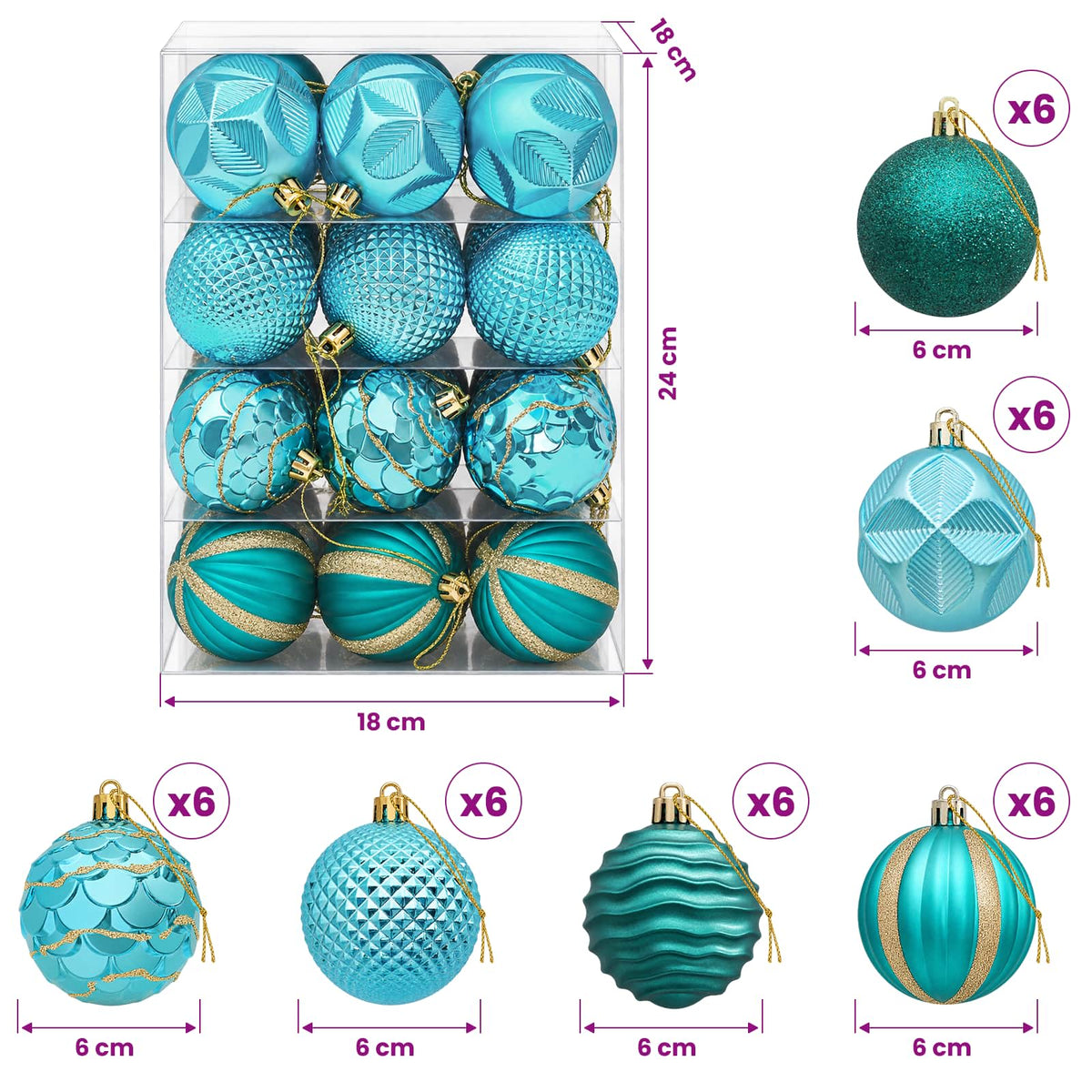 Christmas Ball Set 36 pcs Green 6 cm Polystyrene