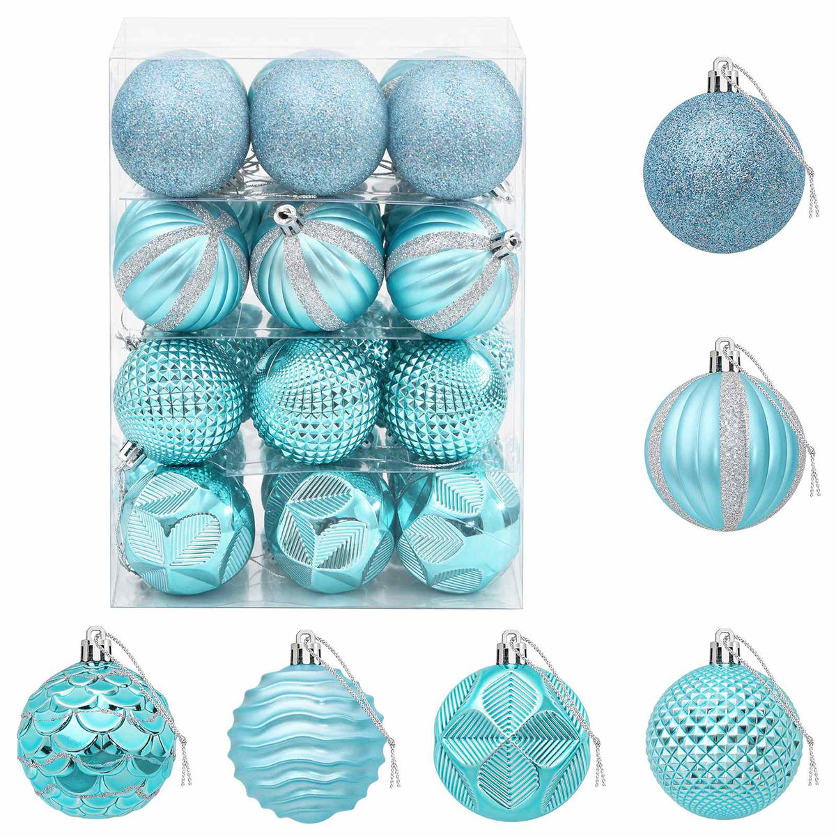 Christmas Ball Set 36 pcs Turquoise 6 cm Polystyrene