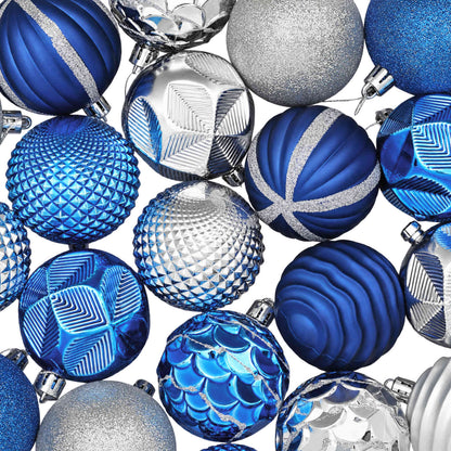 Christmas Ball Set 36 pcs Blue and Silver 6 cm Polystyrene