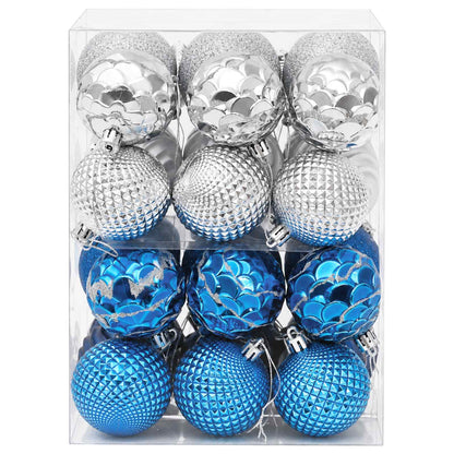 Christmas Ball Set 36 pcs Blue and Silver 6 cm Polystyrene