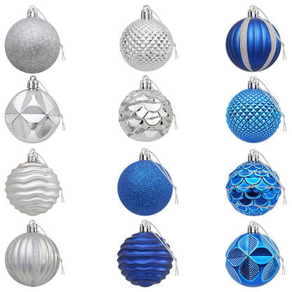 Christmas Ball Set 36 pcs Blue and Silver 6 cm Polystyrene