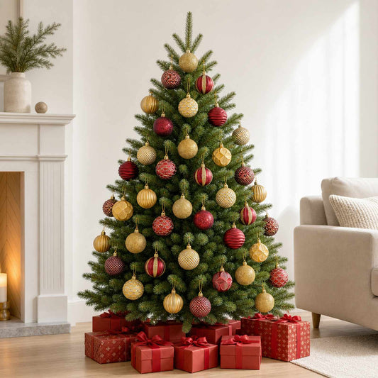 Christmas Ball Set 36 pcs Gold and Wine Red 6 cm Polystyrene