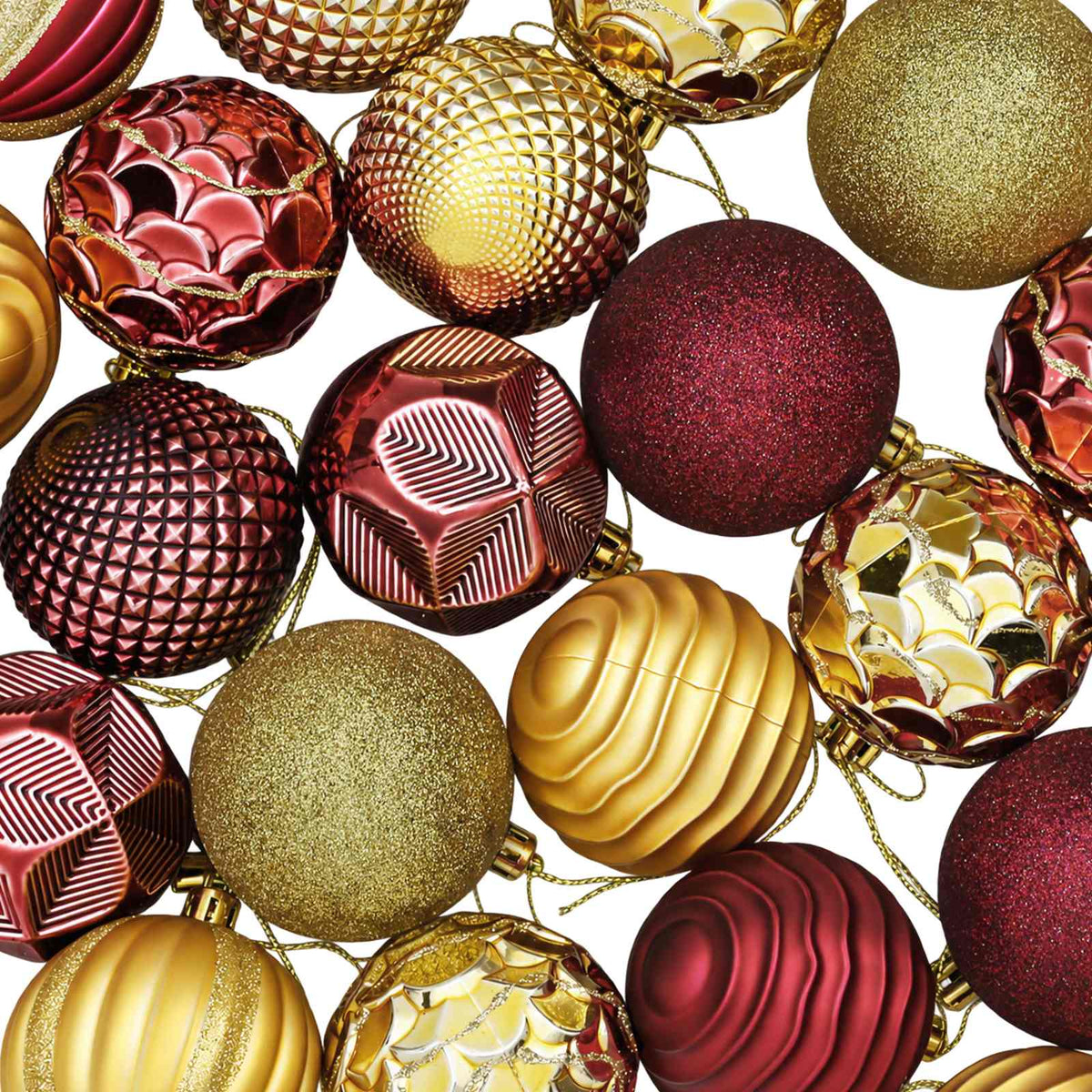 Christmas Ball Set 36 pcs Gold and Wine Red 6 cm Polystyrene